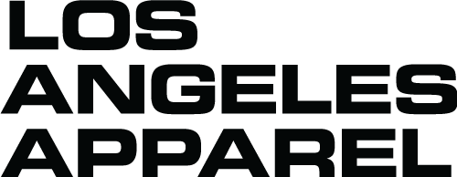 Black text 'LOS ANGELES APPAREL' on a white background