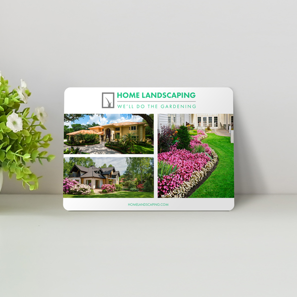 Custom printed postcard with colorful design and bold branding.